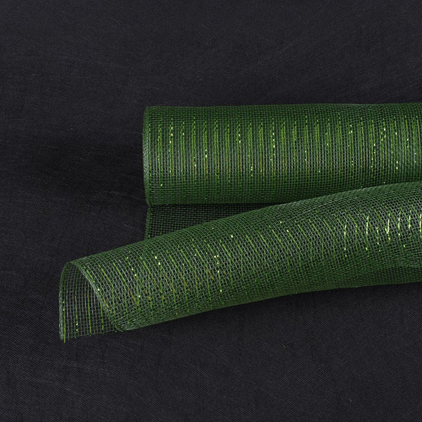 Spring Moss with Moss Lines - Deco Mesh Wrap Metallic Stripes - ( 10 Inch x 10 Yards ) BBCrafts.com