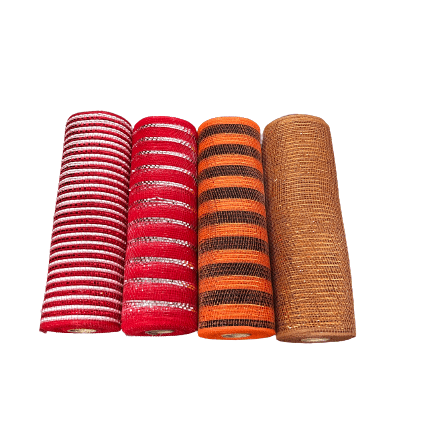 Striped Deco Mesh Set - Pack of 4 Rolls ( 10 Inch x 10 Yards ) Each BBCrafts.com