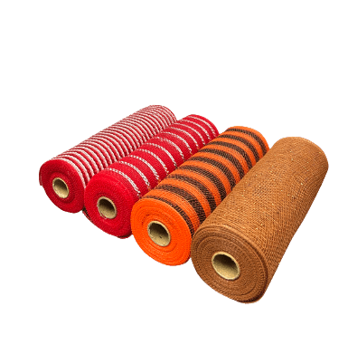 Striped Deco Mesh Set - Pack of 4 Rolls ( 10 Inch x 10 Yards ) Each BBCrafts.com