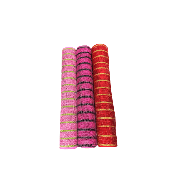 Stripped Mesh Set - Pack of 3 Rolls ( 21 Inch x 10 Yards ) Each BBCrafts.com
