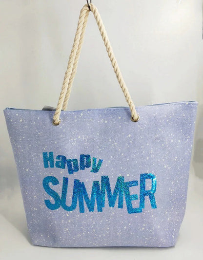 Women’s Canvas Beach Tote Bags Combo Set of 3 – Summer Sparkle, Pineapple & Monstera Print Large Pool & Travel Totes
