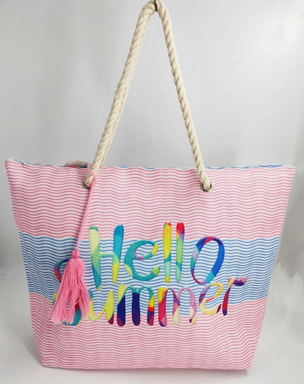 Summer Beach Bag with Tassel - 19 Inch x 15 Inch - Women Swim Pool Bag Large Tote BBCrafts.com