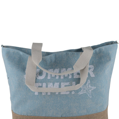 Summer Time Beach Canvas Tote Bag - 21 Inch x 16 Inch - Women Swim Pool Bag Large Tote