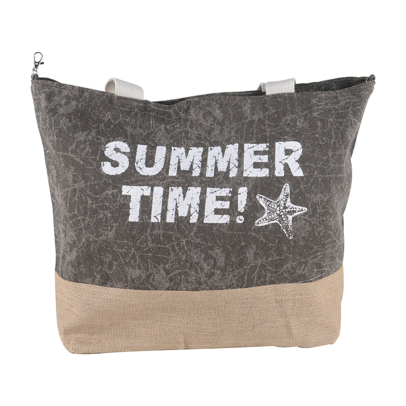 Summer Time Beach Tote Bag - Grey - 21 Inch x 16 Inch - Women Swim Pool Bag Large Tote BBCrafts.com