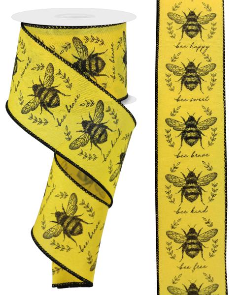 Sun Yellow Black - Classic Honey Bees Royal Ribbon - ( 2-1/2 Inch | 10 Yards ) BBCrafts.com