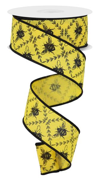 Sun Yellow Black - Honey Bee Trellis Ribbon - ( 1-1/2 Inch | 10 Yards ) BBCrafts.com