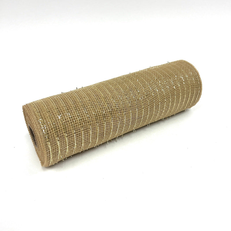 Red | Deco Mesh Wrap Metallic Stripes | 10 inch x 10 Yards | Bb Crafts
