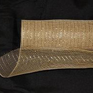 Tan - Deco Mesh Wrap Metallic Stripes - ( 21 Inch x 10 Yards ) BBCrafts.com