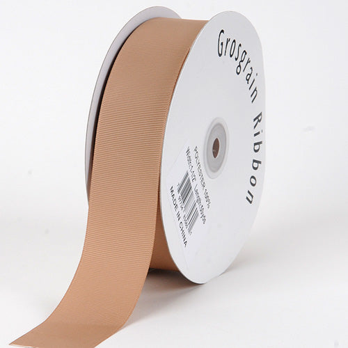 Tan - Grosgrain Ribbon Solid Color - W: 7/8 inch | L: 50 Yards