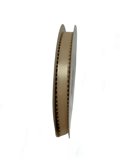 Tan - Satin Ribbon Feather Edge - ( W: 3/8 Inch | L: 50 Yards ) BBCrafts.com