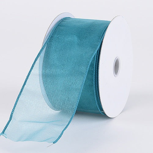 Teal - Organza Ribbon Thick Wire Edge 25 Yards - W: 1-1/2 inch | L: 25 Yards