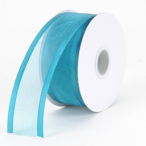 Teal - Organza Ribbon Two Striped Satin Edge - ( 7/8 Inch | 25 Yards ) BBCrafts.com