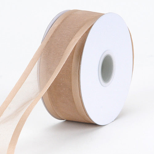 Toffee - Organza Ribbon Two Striped Satin Edge - ( 7/8 Inch | 25 Yards ) BBCrafts.com