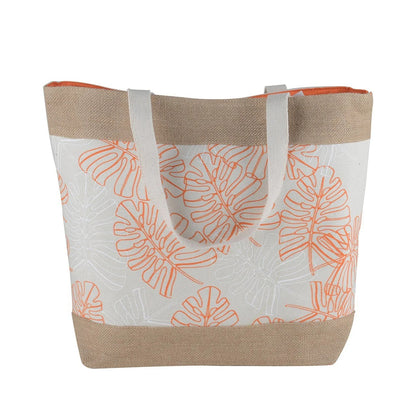 Women’s Beach Tote Bags Combo Set of 3 – Peach Tropical Leaf, Grey Summer Time & Animal Print Canvas Large Pool & Travel Totes