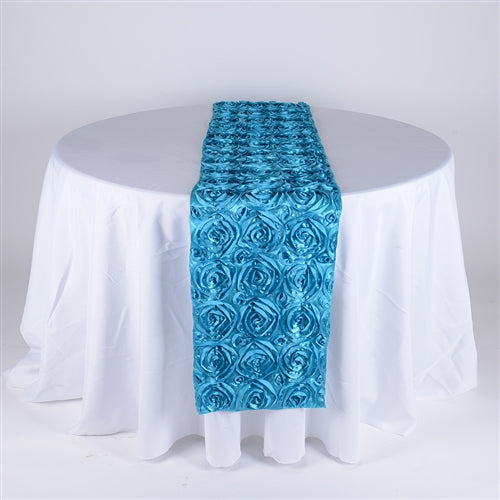 Turquoise 14 Inch x 108 Inch Rosette Table Runner BBCrafts.com