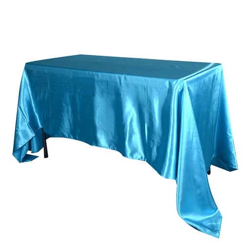 Turquoise 60 Inch x 102 Inch Rectangular Satin Tablecloths BBCrafts.com