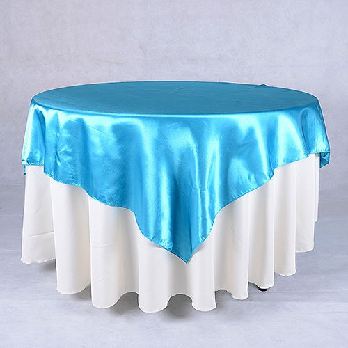 Turquoise - 90 x 90 Satin Table Overlays - ( 90 Inch x 90 Inch ) BBCrafts.com
