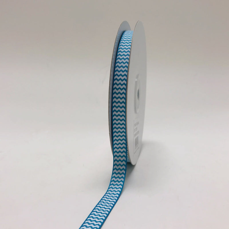 Turquoise - Chevron Design Grosgrain Ribbon ( 3/8 Inch | 25 Yards ) BBCrafts.com