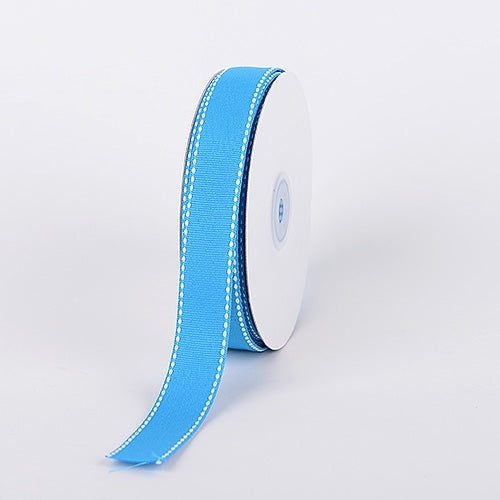 Turquoise - Grosgrain Ribbon Stitch Design - ( 7/8 Inch | 25 Yards ) BBCrafts.com