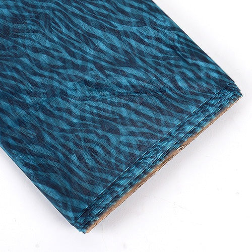 Turquoise - Organza Fabric Animal Printed - ( W: 58 Inch | L: 10 Yards ) BBCrafts.com