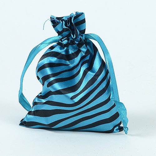 Turquoise - Satin Animal Print Bags - ( 3x4 Inch - 10 Bags ) BBCrafts.com