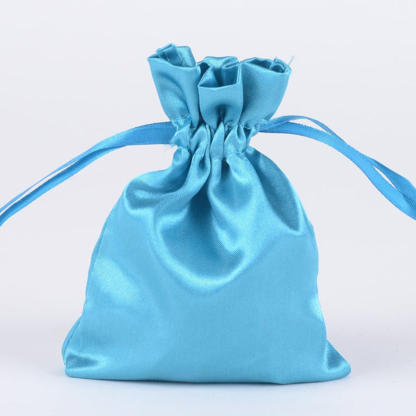 Turquoise - Satin Bags - ( 3x4 Inch - 10 Bags ) BBCrafts.com