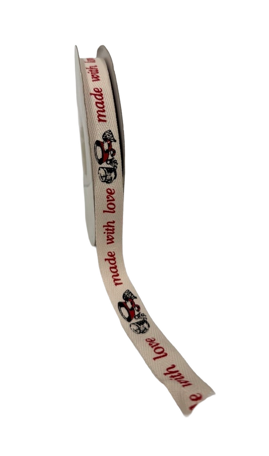 Made with Love Sewing Print Grosgrain Ribbon - ( W: 5/8 Inch | L: 25 Yards )