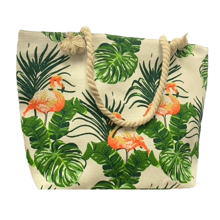 Women’s Beach Tote Bags Combo Set of 3 – Flamingos, Summer Time & Striped Pattern Large Canvas Pool & Travel Totes