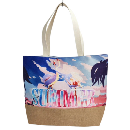 Women’s Beach Tote Bags Combo Set of 3 – Pastel, Blue Flamingo & Lime Green Anchor Canvas Large Pool & Travel Totes