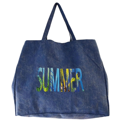Women’s Beach Tote Bags Combo Set of 2 – Summer Tote with Mat & Navy Summer Large Canvas Pool & Travel Totes