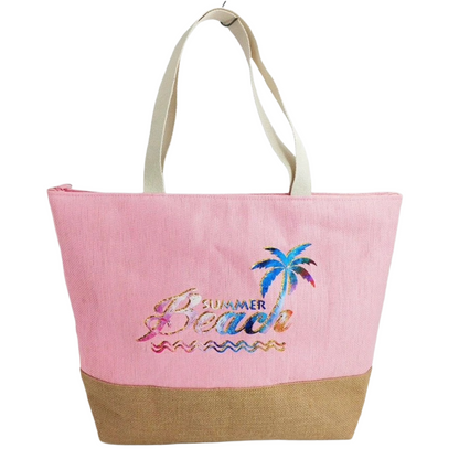 Women’s Beach Tote Bags Combo Set of 3 – Multicolor Summer & Tropical Canvas Large Pool & Travel Totes