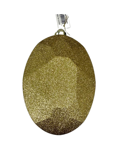 6.5 Inch L x 4.25 Inch W Glitter Oval Gem Ornament - Gold