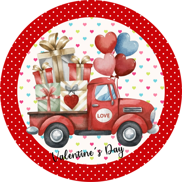 Valentine's Day Metal Sign: Love Gift Truck - Made In USA BBCrafts.com