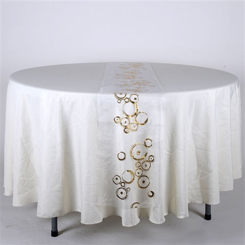 WHITE with GOLD Metallic ORGANZA Table Runner - XB34340 BBCrafts.com