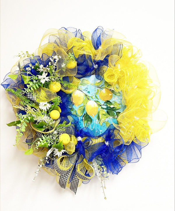Summer Welcome Lemon Wreath - 30 Inch - Made By Designer Genine