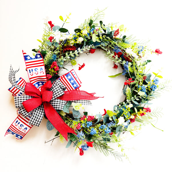 Patriotic Grapevine Wreath- 18 Inches Grapevine Finished