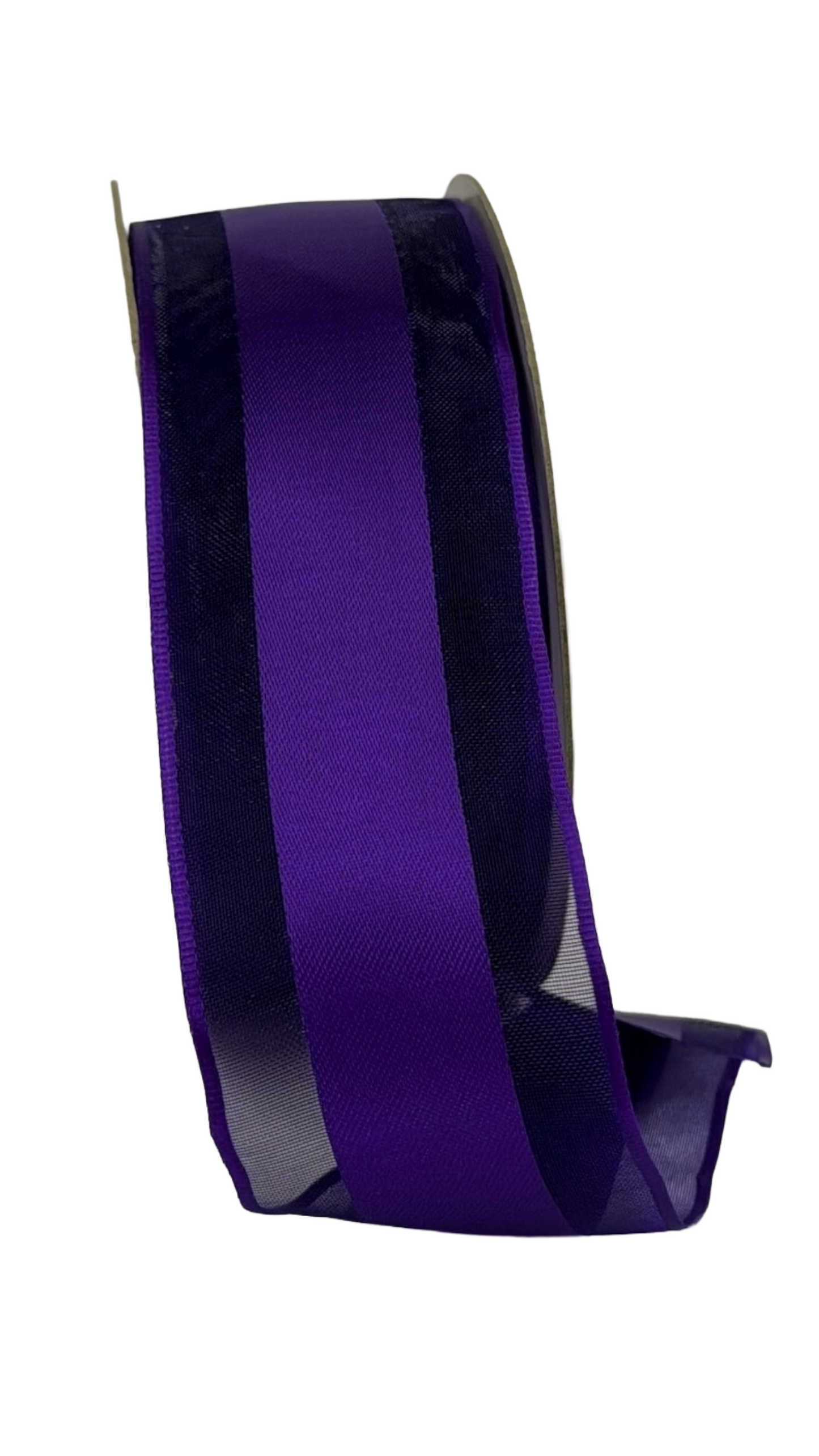 Purple - Organza Ribbon Two Striped Satin Edge - ( 1 - 1/2 Inch | 10 Yards )