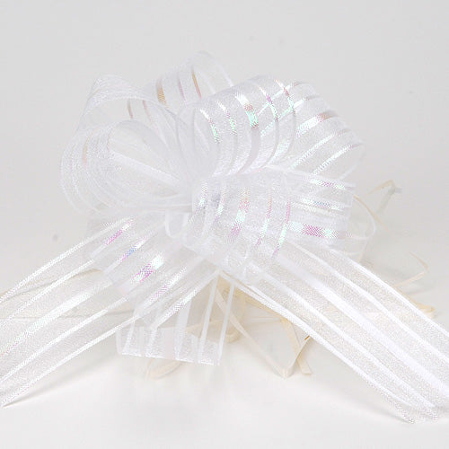White 4 Inch Pull Bow - Pack of 12 BBCrafts.com