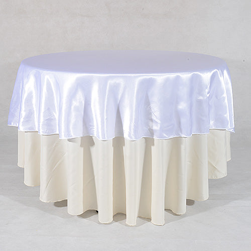 White - 70" Satin Round Tablecloths - 70 Inch