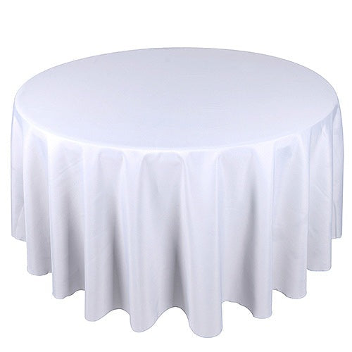 White - 90 Inch Round Polyester Tablecloths - W: 90 Inch | Round