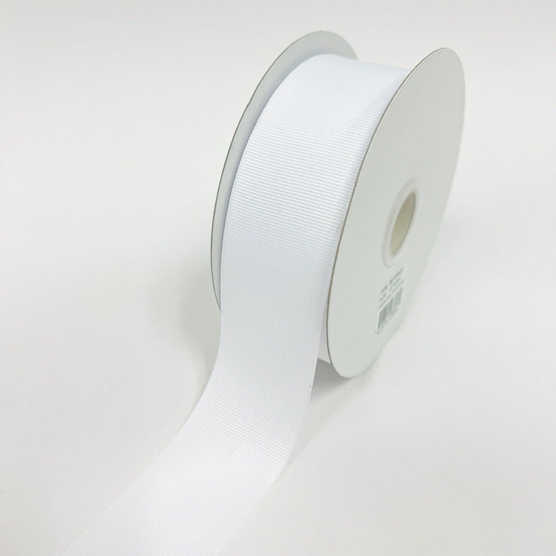 White - Grosgrain Ribbon Solid Color 25 Yards - ( W: 1 - 1/2 Inch | L: 25 Yards ) BBCrafts.com