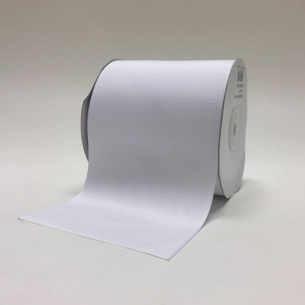 White - Grosgrain Ribbon Solid Color - ( W: 4 Inch | L: 25 Yards ) BBCrafts.com