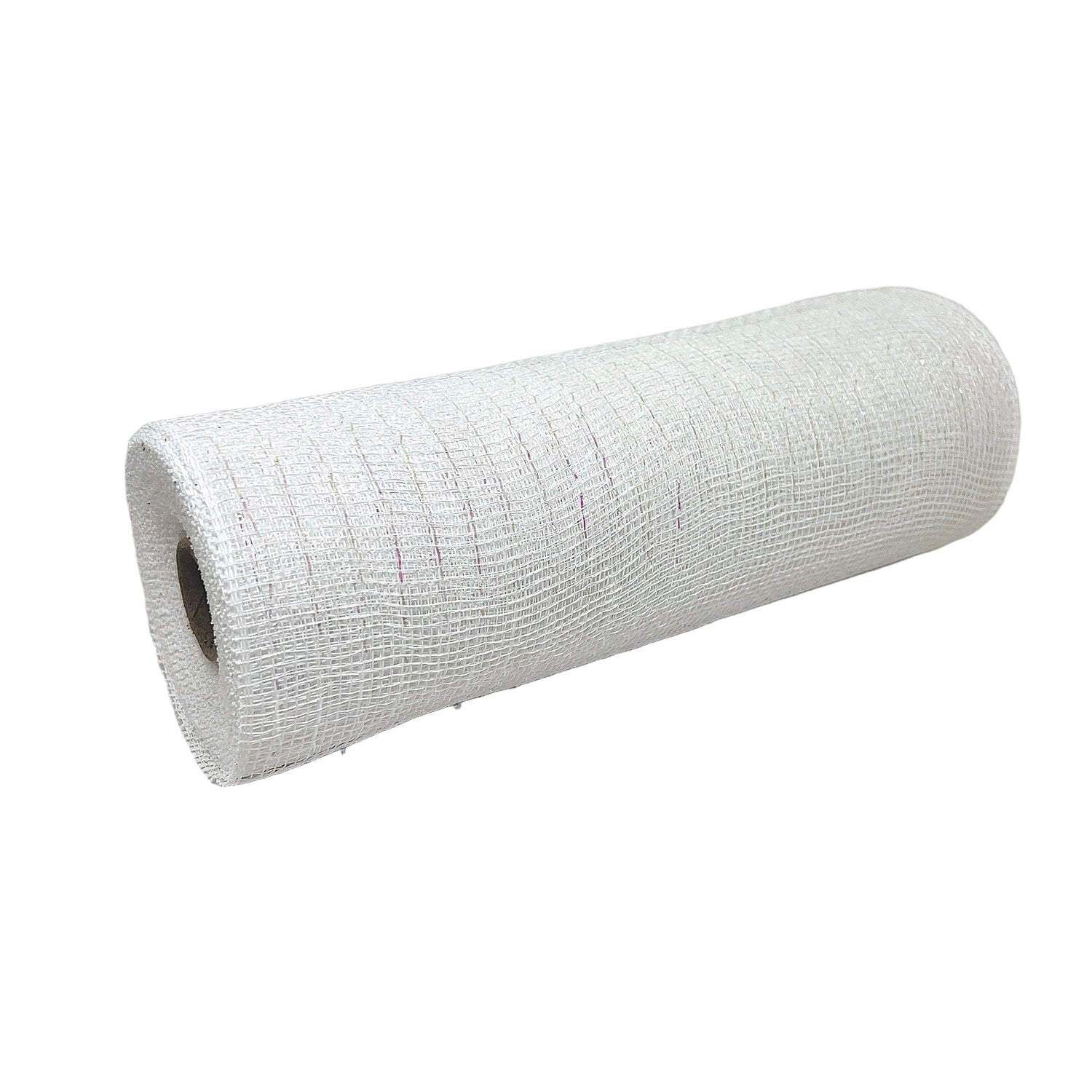 White Iridescent - Deco Mesh Wrap Metallic Stripes - ( 10 Inch x 10 Yards ) BBCrafts.com