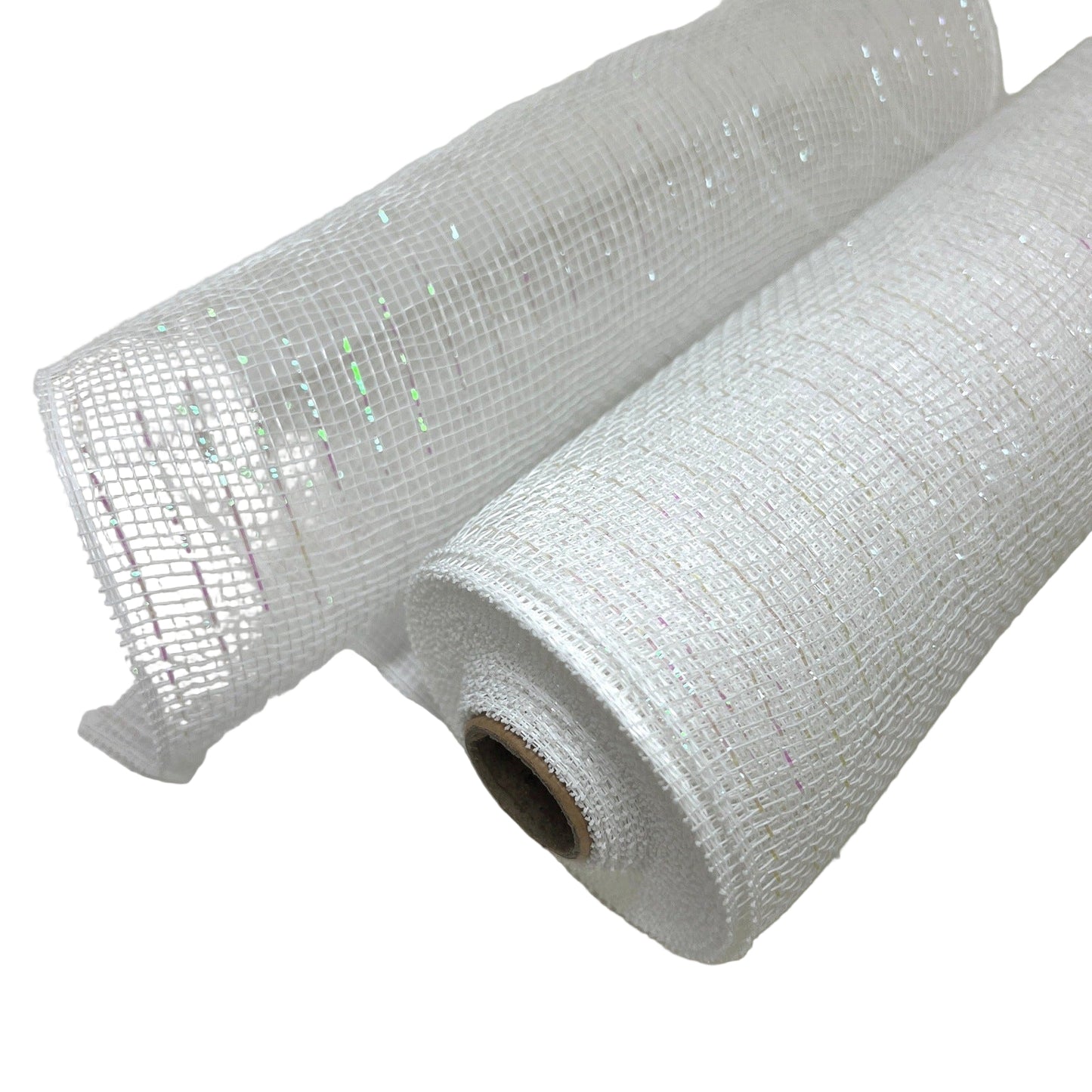 White Iridescent - Deco Mesh Wrap Metallic Stripes - ( 10 Inch x 10 Yards ) BBCrafts.com