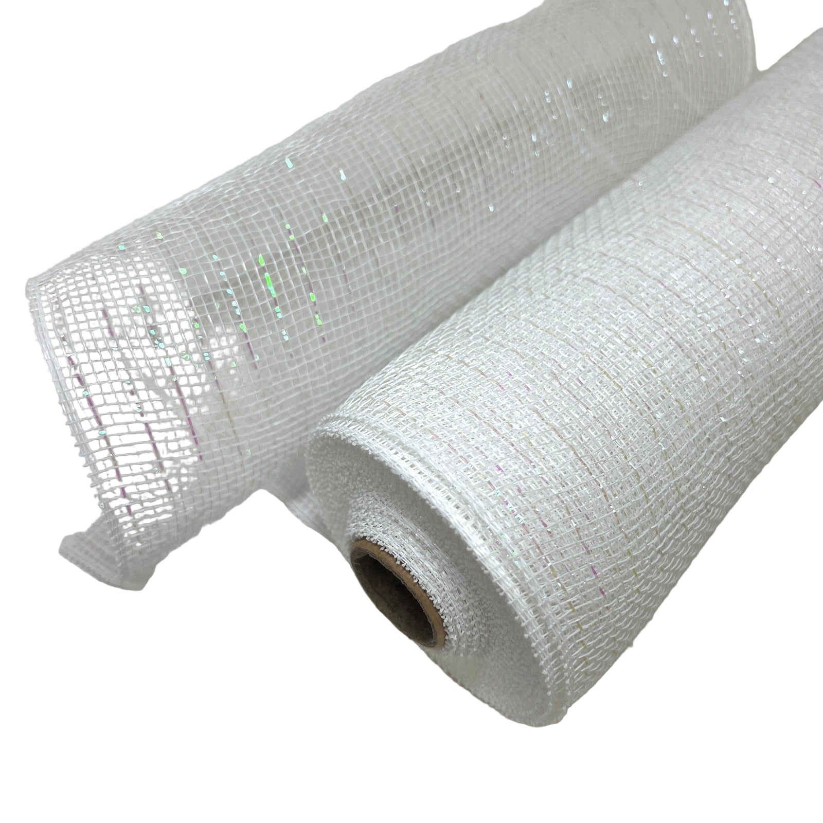 White Iridescent - Deco Mesh Wrap Metallic Stripes - ( 10 Inch x 10 Yards ) BBCrafts.com