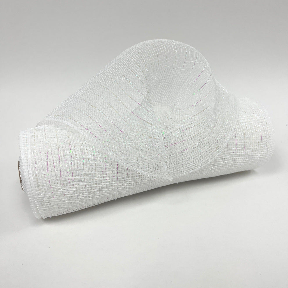 White Deco Mesh Wrap with Metallic Stripes – BBCrafts.com