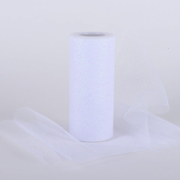 White Premium Glitter Tulle Fabric ( W: 6 Inch | L: 10 Yards ) BBCrafts.com