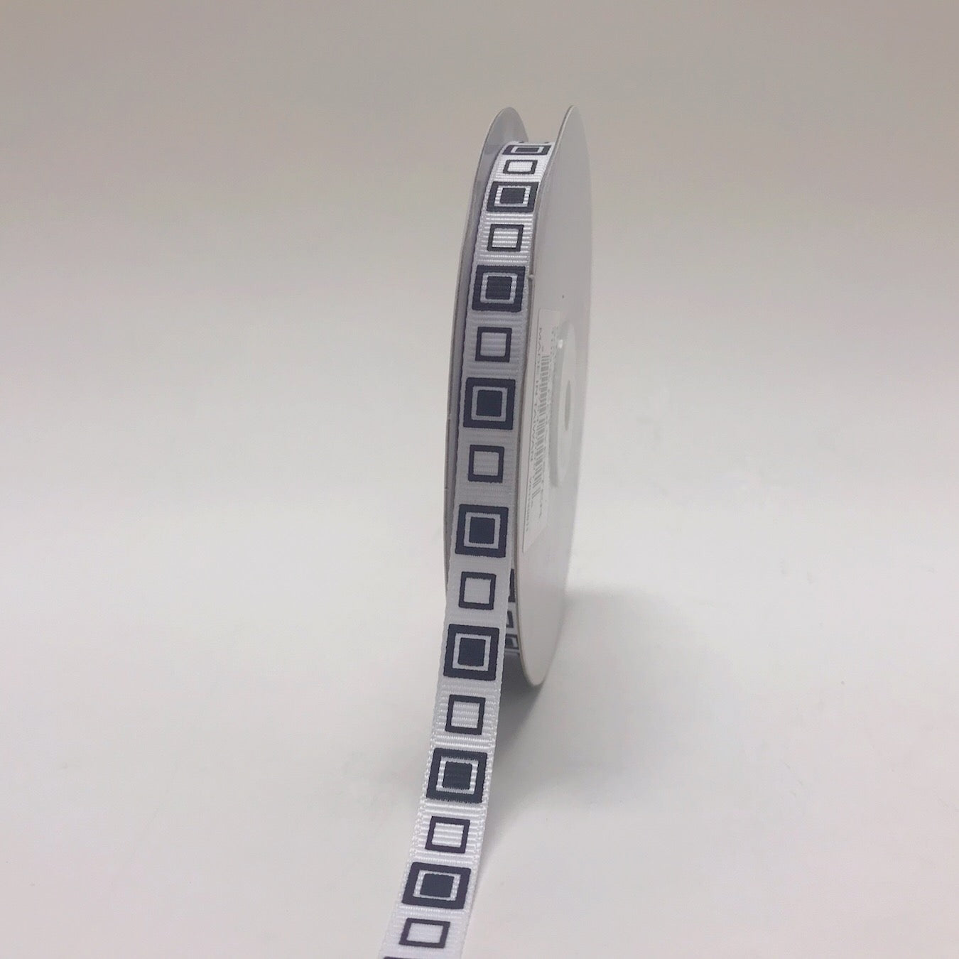White - Square Design Grosgrain Ribbon ( 3/8 Inch | 25 Yards ) BBCrafts.com