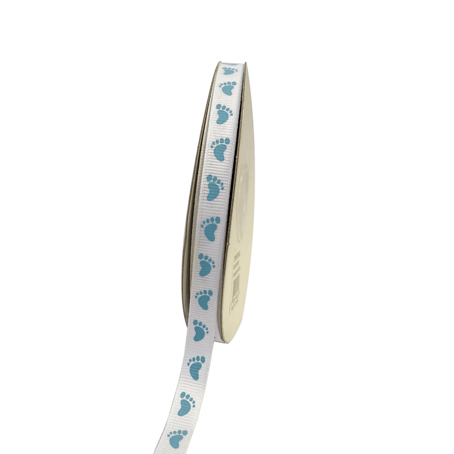 White with Blue Feet Grosgrain Ribbon ( W: 3/8 Inch | L: 25 Yards ) BBCrafts.com