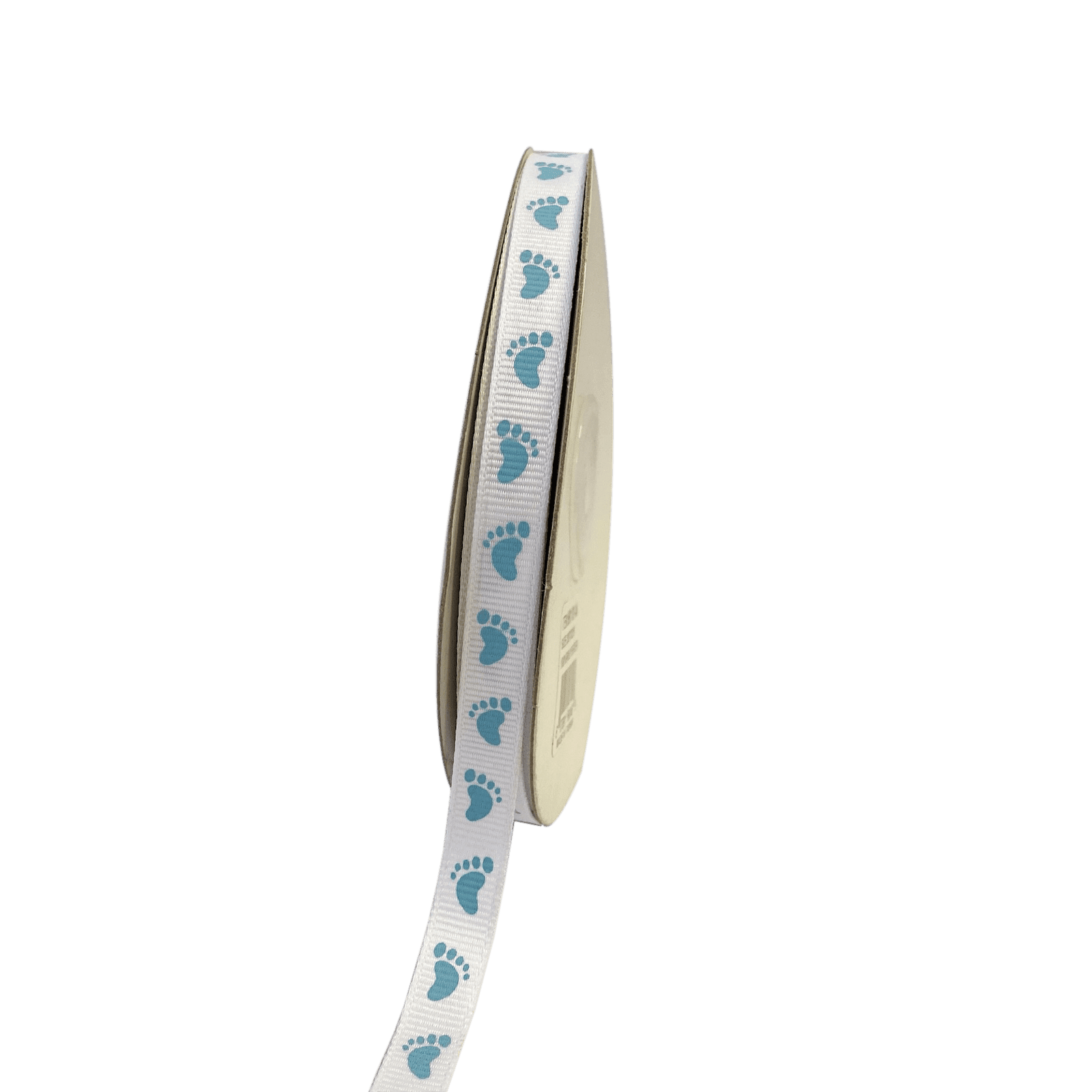 White with Blue Feet Grosgrain Ribbon ( W: 3/8 Inch | L: 25 Yards ) BBCrafts.com